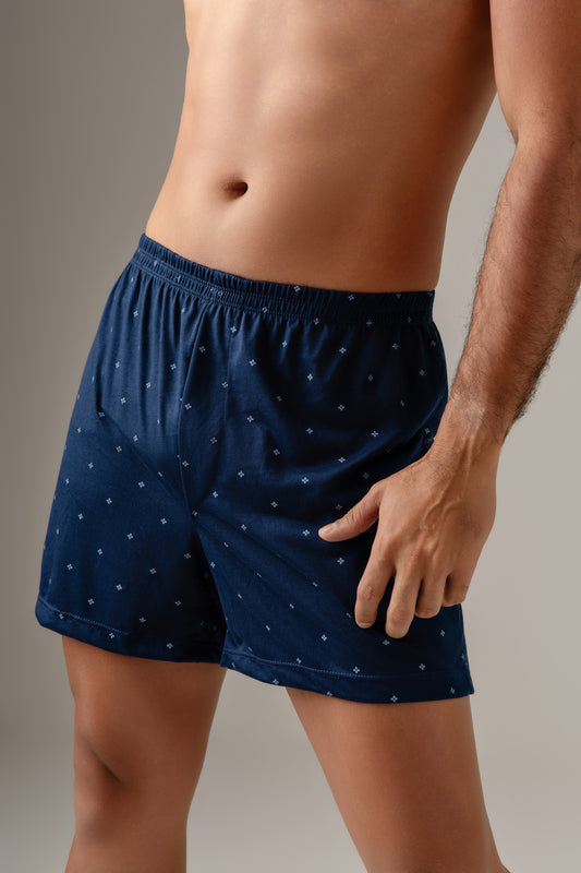 Cueca Samba Canção Masculina Malha PV Estampado Marinho