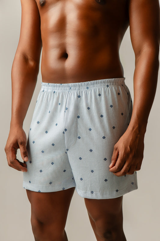 Cueca Samba Canção Masculina Malha PV Estampado Branco