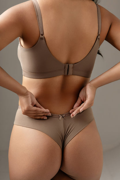 Calcinha Fio Dental Microfibra Fio Duplo Marrom