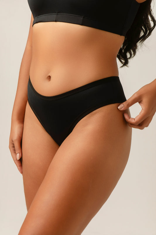 Calcinha Fio Dental Microfibra Fio Duplo Preto