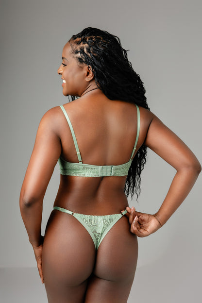 Conjunto Lingerie Renda Bojo e Fio Dental Alecrim