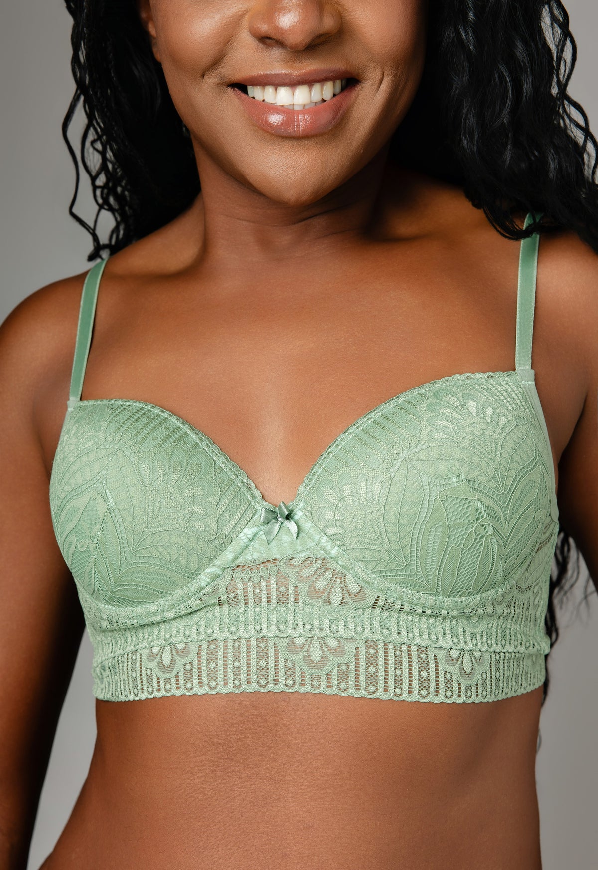Conjunto Lingerie Renda Bojo e Fio Dental Alecrim